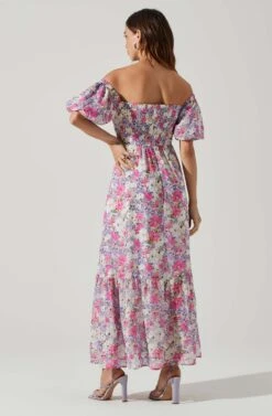 Valora Off Shoulder Floral Maxi Dress 9 Valora Off Shoulder Floral Maxi Dress -Sun Gaia Dresses Shop ACDR101757 PINKFLORAL 4