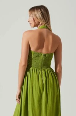 Zaria Pleated Halter Midi Dress -Sun Gaia Dresses Shop ACDR101778 AVOCADO 6 aaff99a6 4bc9 4806 ac8e 7c17c3fe9fdd