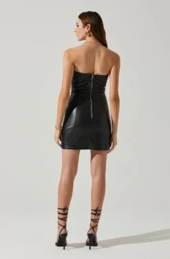Carmen Strapless Faux Leather Mini Dress -Sun Gaia Dresses Shop ACDR101787L BLACK 6