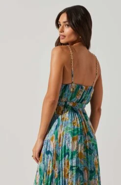 Loralee Pleated Floral Maxi Dress -Sun Gaia Dresses Shop ACDR101790 GREENFLORAL 3