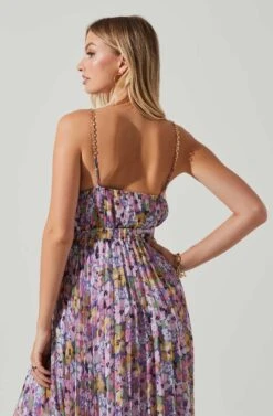 Loralee Pleated Floral Maxi Dress -Sun Gaia Dresses Shop ACDR101790 PURPLEFLORAL 5