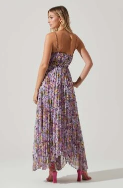 Loralee Pleated Floral Maxi Dress -Sun Gaia Dresses Shop ACDR101790 PURPLEFLORAL 6