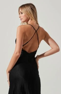 Cassandra Satin Midi Dress -Sun Gaia Dresses Shop ACDR101794 BLACK 3