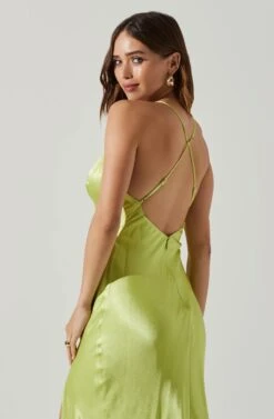 Cassandra Satin Midi Dress -Sun Gaia Dresses Shop ACDR101794 LIME 3