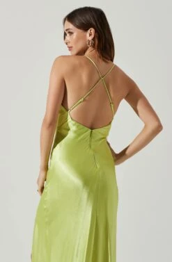 Cassandra Satin Midi Dress -Sun Gaia Dresses Shop ACDR101794 LIME 4