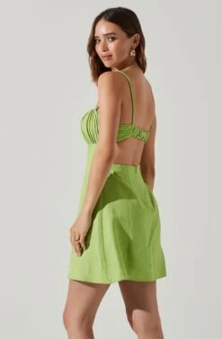 Claramae Ruched Mini Dress -Sun Gaia Dresses Shop ACDR101796S AVOCADO 4