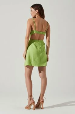 Claramae Ruched Mini Dress -Sun Gaia Dresses Shop ACDR101796S AVOCADO 5