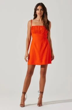 Claramae Ruched Mini Dress -Sun Gaia Dresses Shop ACDR101796S ORANGE 1