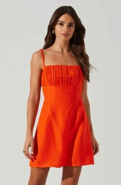 Claramae Ruched Mini Dress -Sun Gaia Dresses Shop ACDR101796S ORANGE 2