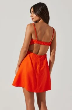 Claramae Ruched Mini Dress -Sun Gaia Dresses Shop ACDR101796S ORANGE 3