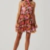 Joetta Abstract Print Halter Mini Dress -Sun Gaia Dresses Shop ACDR101806 REDBROWNMULTI 1