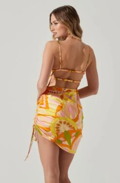 Damita Ruched Mini Dress -Sun Gaia Dresses Shop ACDR101807 PINKORANGEMULTI 5