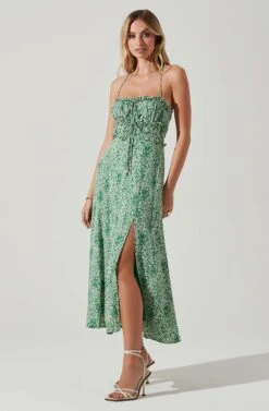 Amalea Floral Midi Dress -Sun Gaia Dresses Shop ACDR101815 GREENFLORAL 3