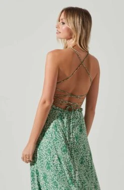 Amalea Floral Midi Dress -Sun Gaia Dresses Shop ACDR101815 GREENFLORAL 5