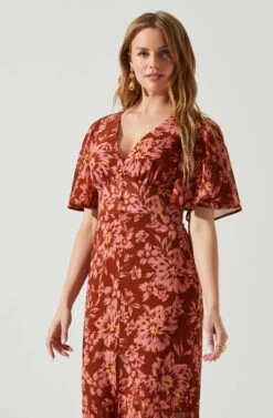 Kenzie Floral Maxi Dress -Sun Gaia Dresses Shop ACDR101860DS RUSTFLORAL 4