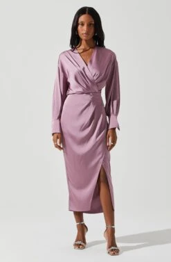 Sadyra Drop Shoulder Wrap Dress -Sun Gaia Dresses Shop ACDR101865 MAUVE 1