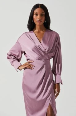 Sadyra Drop Shoulder Wrap Dress -Sun Gaia Dresses Shop ACDR101865 MAUVE 3