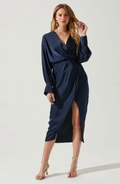 Sadyra Drop Shoulder Wrap Dress -Sun Gaia Dresses Shop ACDR101865 MIDNIGHTBLUE 1