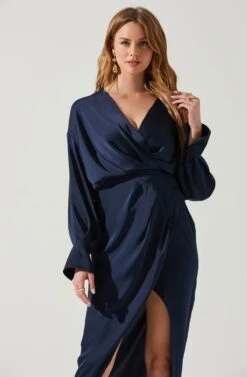 Sadyra Drop Shoulder Wrap Dress -Sun Gaia Dresses Shop ACDR101865 MIDNIGHTBLUE 3