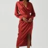 Sadyra Drop Shoulder Wrap Dress -Sun Gaia Dresses Shop ACDR101865 RUST 1