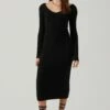 Regina Cutout Midi Sweater Dress 2 Regina Cutout Midi Sweater Dress -Sun Gaia Dresses Shop ACDR101888 BLACK 2