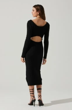 Regina Cutout Midi Sweater Dress -Sun Gaia Dresses Shop ACDR101888 BLACK 6
