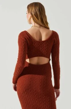 Regina Cutout Midi Sweater Dress -Sun Gaia Dresses Shop ACDR101888 RUST 5