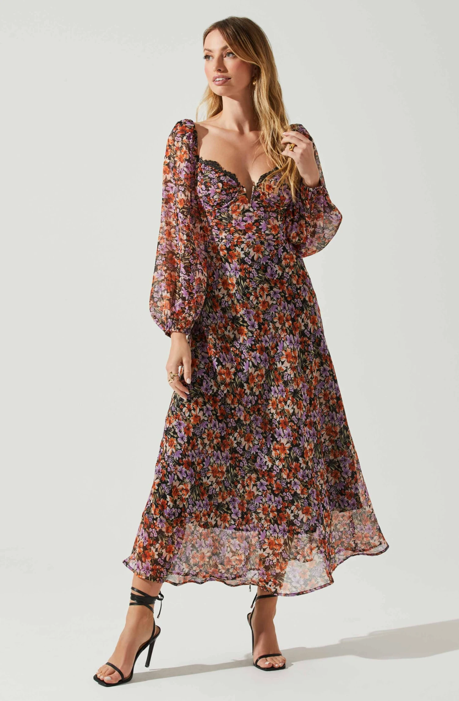 Sylvie Floral Puff Sleeve Midi Dress 5 Sylvie Floral Puff Sleeve Midi Dress - Image 3