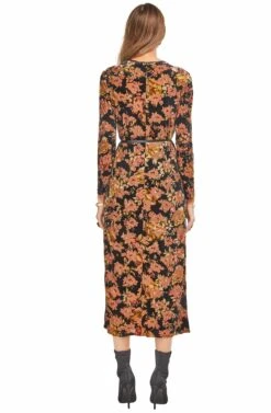 Milena Floral Dress -Sun Gaia Dresses Shop ACDR95363 BLACK RUST FLORAL 03