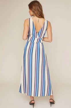 Carmen Striped Jumpsuit -Sun Gaia Dresses Shop ACP7060 PERIWINKLE MULTI STRIPE 4A