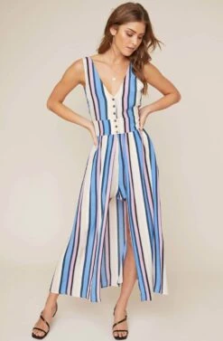 Carmen Striped Jumpsuit -Sun Gaia Dresses Shop ACP7060 PERIWINKLE MULTI STRIPE 2 2 A