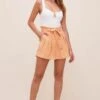 Pacific Pleated Tie Waist Shorts -Sun Gaia Dresses Shop ACP7113L PEACHPAPAYA 1