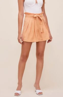 Pacific Pleated Tie Waist Shorts -Sun Gaia Dresses Shop ACP7113L PEACHPAPAYA 3
