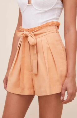 Pacific Pleated Tie Waist Shorts -Sun Gaia Dresses Shop ACP7113L PEACHPAPAYA 4