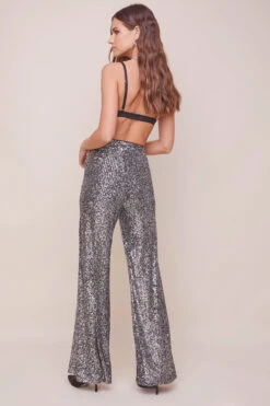Selma Metallic Wide Leg Pant 9 Selma Metallic Wide Leg Pant -Sun Gaia Dresses Shop ACP7189 SILVER BLACK 3