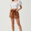 Kenia Tie Waist Shorts -Sun Gaia Dresses Shop ACP7220 CARAMEL 1