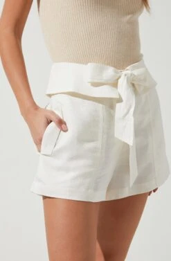 Kenia Tie Waist Shorts -Sun Gaia Dresses Shop ACP7220 WHITE 2