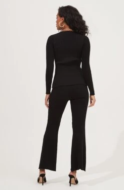Maida Ribbed Knit Flare Pants -Sun Gaia Dresses Shop ACP7223 BLACK 3