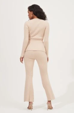 Maida Ribbed Knit Flare Pants -Sun Gaia Dresses Shop ACP7223 LATTE 2