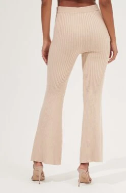 Maida Ribbed Knit Flare Pants -Sun Gaia Dresses Shop ACP7223 LATTE 3