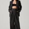 Boyfriend Pleated Criss-Cross Waist Pants -Sun Gaia Dresses Shop ACP7225WST CHARCOALSTRIPE 1