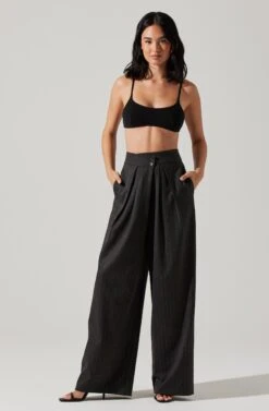 Boyfriend Pleated Criss-Cross Waist Pants 10 Boyfriend Pleated Criss-Cross Waist Pants -Sun Gaia Dresses Shop ACP7225WST CHARCOALSTRIPE 4