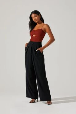 Boyfriend Criss Cross Pleated Wide Leg Pants 40 Boyfriend Criss Cross Pleated Wide Leg Pants -Sun Gaia Dresses Shop ACP7225 BLACK 1
