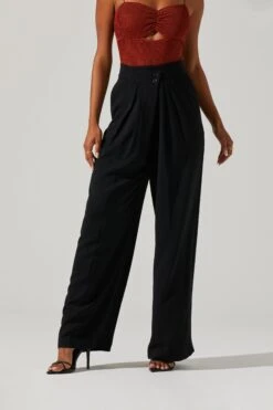 Boyfriend Criss Cross Pleated Wide Leg Pants 41 Boyfriend Criss Cross Pleated Wide Leg Pants -Sun Gaia Dresses Shop ACP7225 BLACK 2