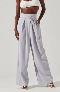 Boyfriend Criss Cross Pleated Wide Leg Pants 28 Boyfriend Criss Cross Pleated Wide Leg Pants -Sun Gaia Dresses Shop ACP7225 HAZEBLUE 2