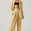 Boyfriend Criss Cross Pleated Wide Leg Pants -Sun Gaia Dresses Shop ACP7225 MAIZE 1