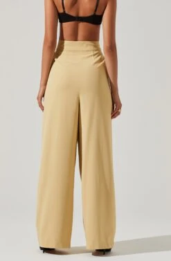 Boyfriend Criss Cross Pleated Wide Leg Pants 24 Boyfriend Criss Cross Pleated Wide Leg Pants -Sun Gaia Dresses Shop ACP7225 MAIZE 3