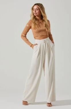 Boyfriend Criss Cross Pleated Wide Leg Pants 32 Boyfriend Criss Cross Pleated Wide Leg Pants -Sun Gaia Dresses Shop ACP7225 OFFWHITE 1