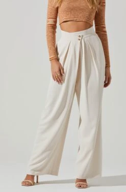 Boyfriend Criss Cross Pleated Wide Leg Pants 33 Boyfriend Criss Cross Pleated Wide Leg Pants -Sun Gaia Dresses Shop ACP7225 OFFWHITE 2