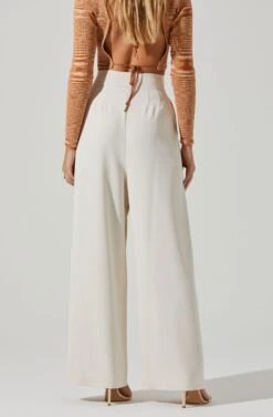Boyfriend Criss Cross Pleated Wide Leg Pants 34 Boyfriend Criss Cross Pleated Wide Leg Pants -Sun Gaia Dresses Shop ACP7225 OFFWHITE 3